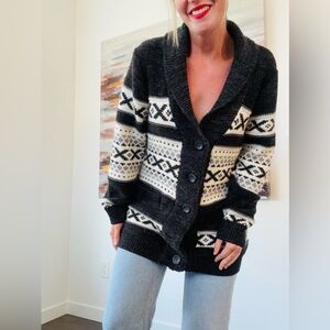 SANSARA Fair Isle Chunky Wool Cardigan